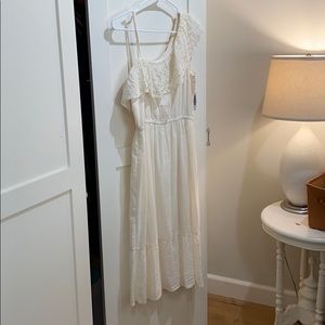 One shoulder pearl white sundress